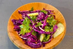 Crunchy Asian Red Cabbage Cucumber Salad with Ginger Sesame Dressing