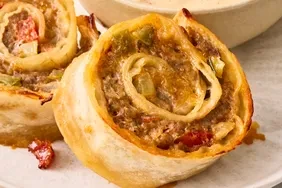 Crispy Cheeseburger Pinwheels with Homemade Special Sauce