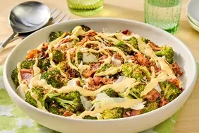 Roasted Broccoli Caesar Salad with Homemade Dressing