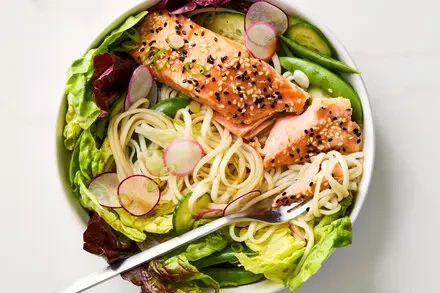 Sesame Salmon Noodle Bowls with Ponzu