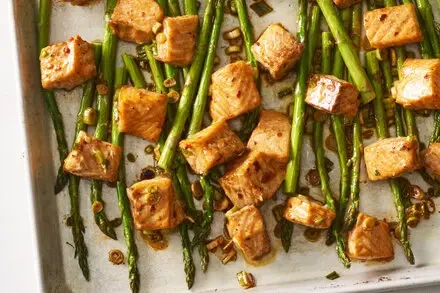 Sheet-Pan Chile Crisp Salmon and Asparagus